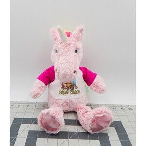Plushology Pink Unicorn Rainbow Mane Tail Palm Beach Graphic Tee 13 Inch 2022
